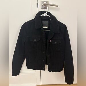 Levi's Black Denim Sherpa Trucker Jacket
